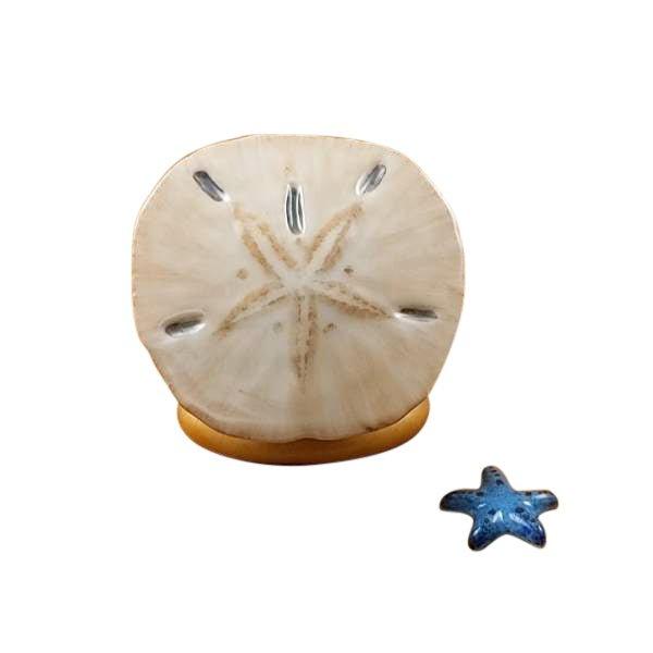 Sand Dollar with Starfish Porcelain Limoges beach ocean travel French Trinket Box