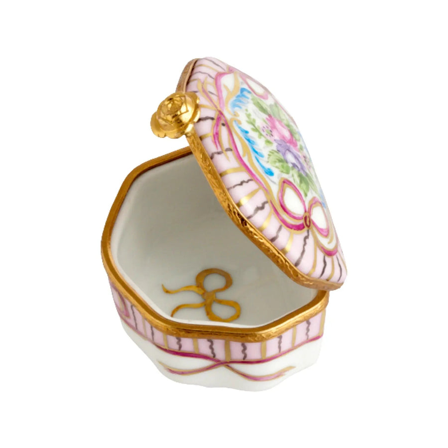 Sandra : Recamier Pink Porcelain Limoges traditional French Trinket Box