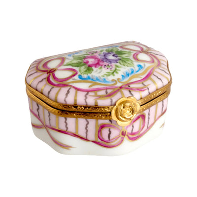 Sandra : Recamier Pink Porcelain Limoges traditional French Trinket Box