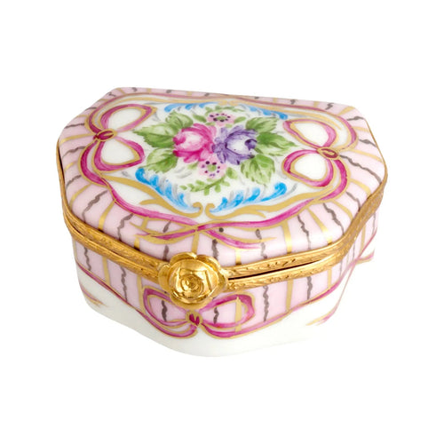 Sandra : Recamier Pink Porcelain Limoges traditional French Trinket Box