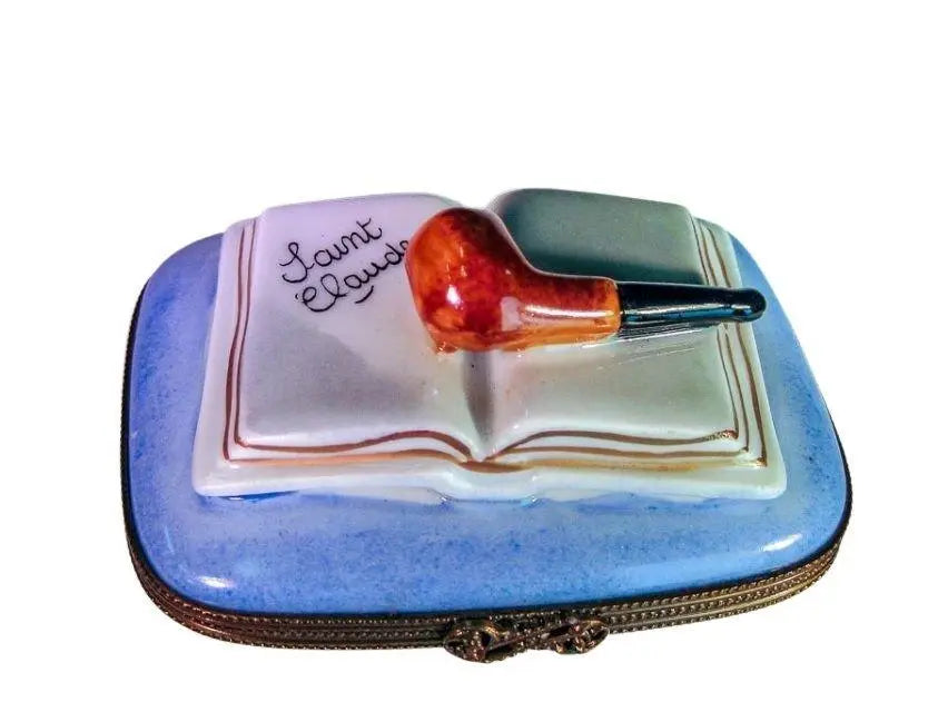 Santa Book w Pipe Porcelain Limoges santa christmas French Trinket Box