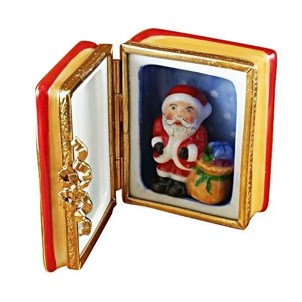 Santa Book with Removable Santa Porcelain Limoges Santa book French Trinket Box
