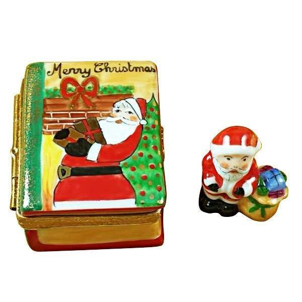 Santa Book with Removable Santa Porcelain Limoges Santa book French Trinket Box