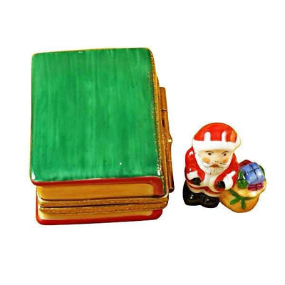 Santa Book with Removable Santa Porcelain Limoges Santa book French Trinket Box