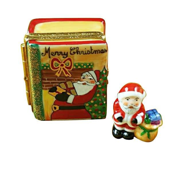 Santa Book with Removable Santa Porcelain Limoges Santa book French Trinket Box