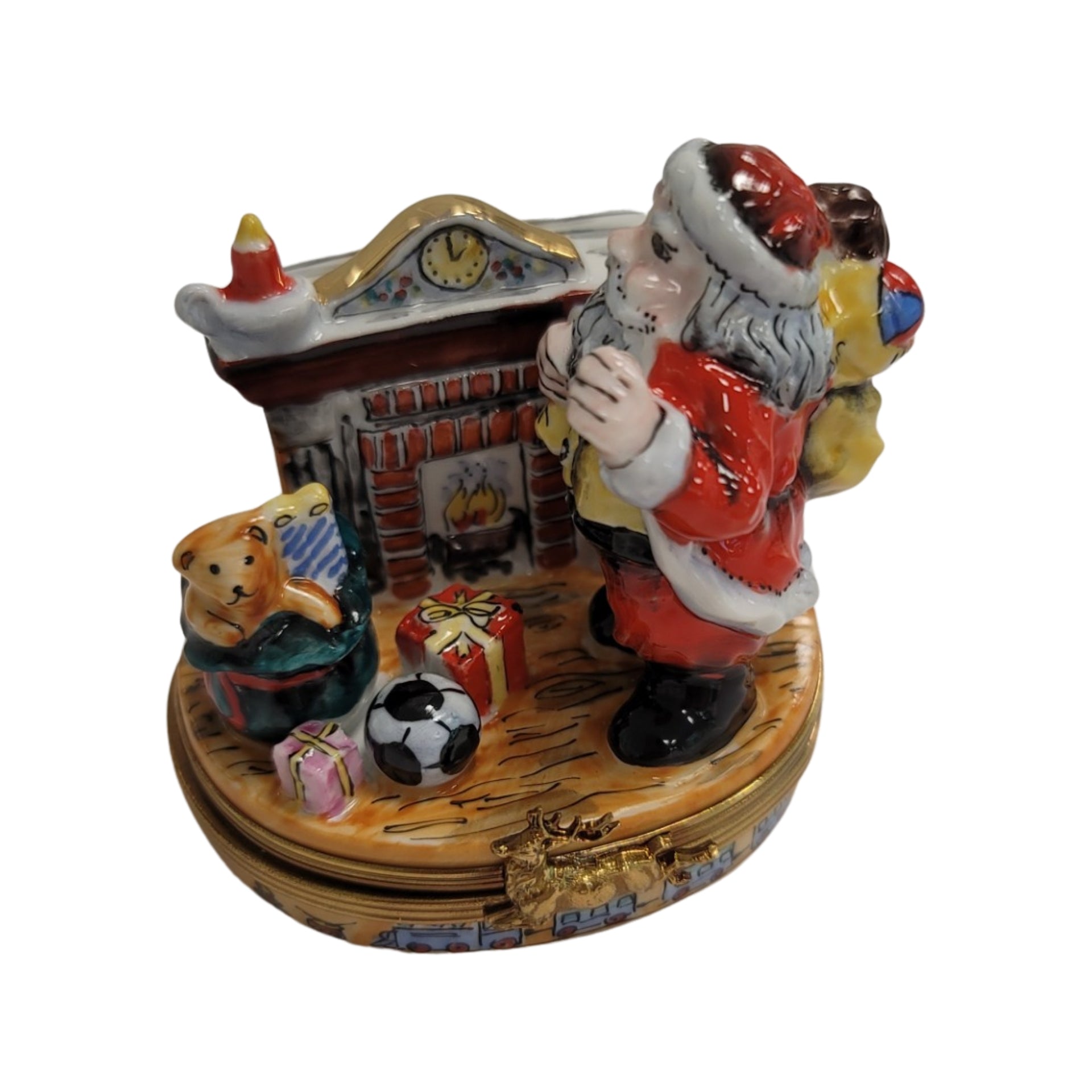 Santa Claus Holiday Charm Porcelain Limoges Santa French Trinket Box