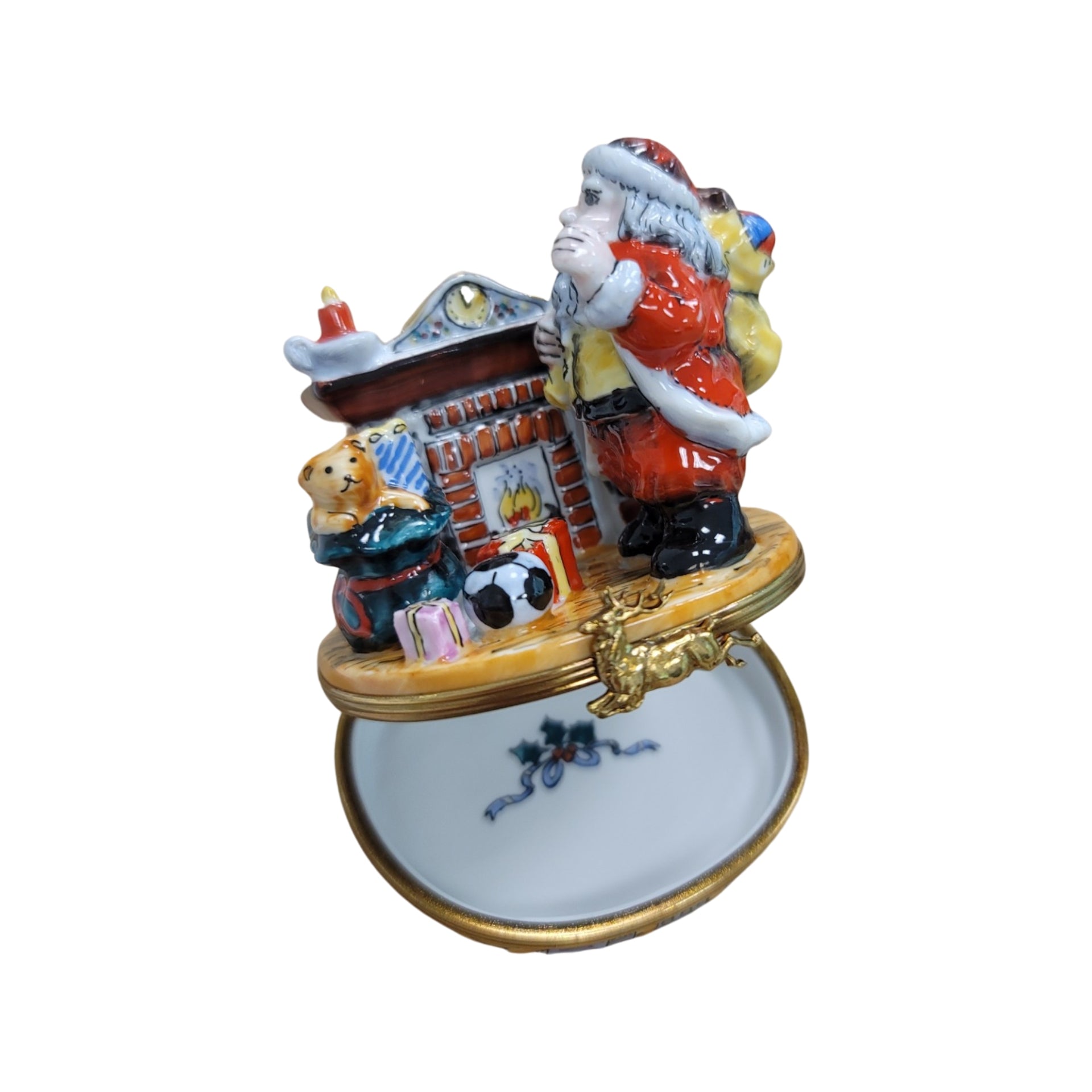 Santa Claus Holiday Charm Porcelain Limoges Santa French Trinket Box