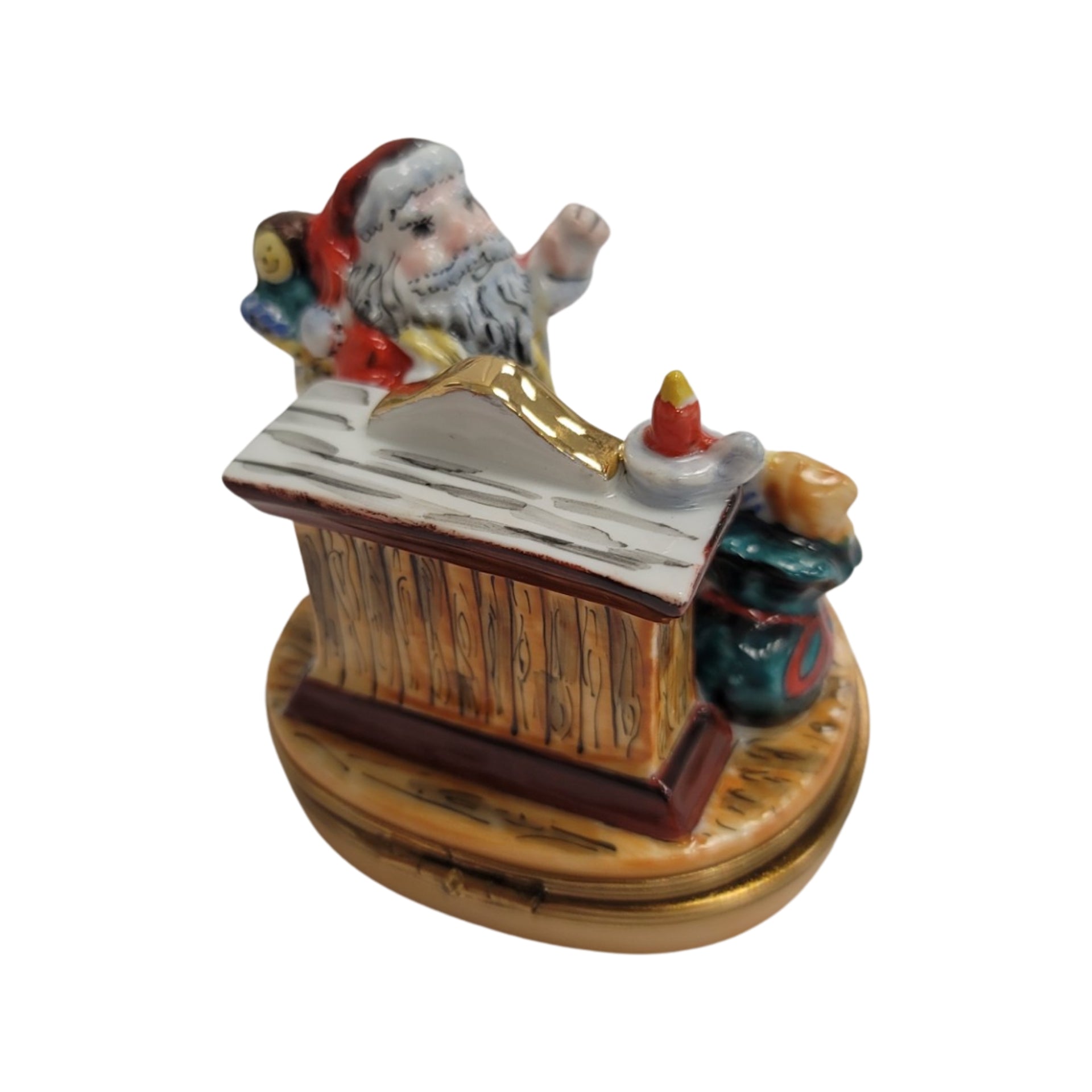 Santa Claus Holiday Charm Porcelain Limoges Santa French Trinket Box