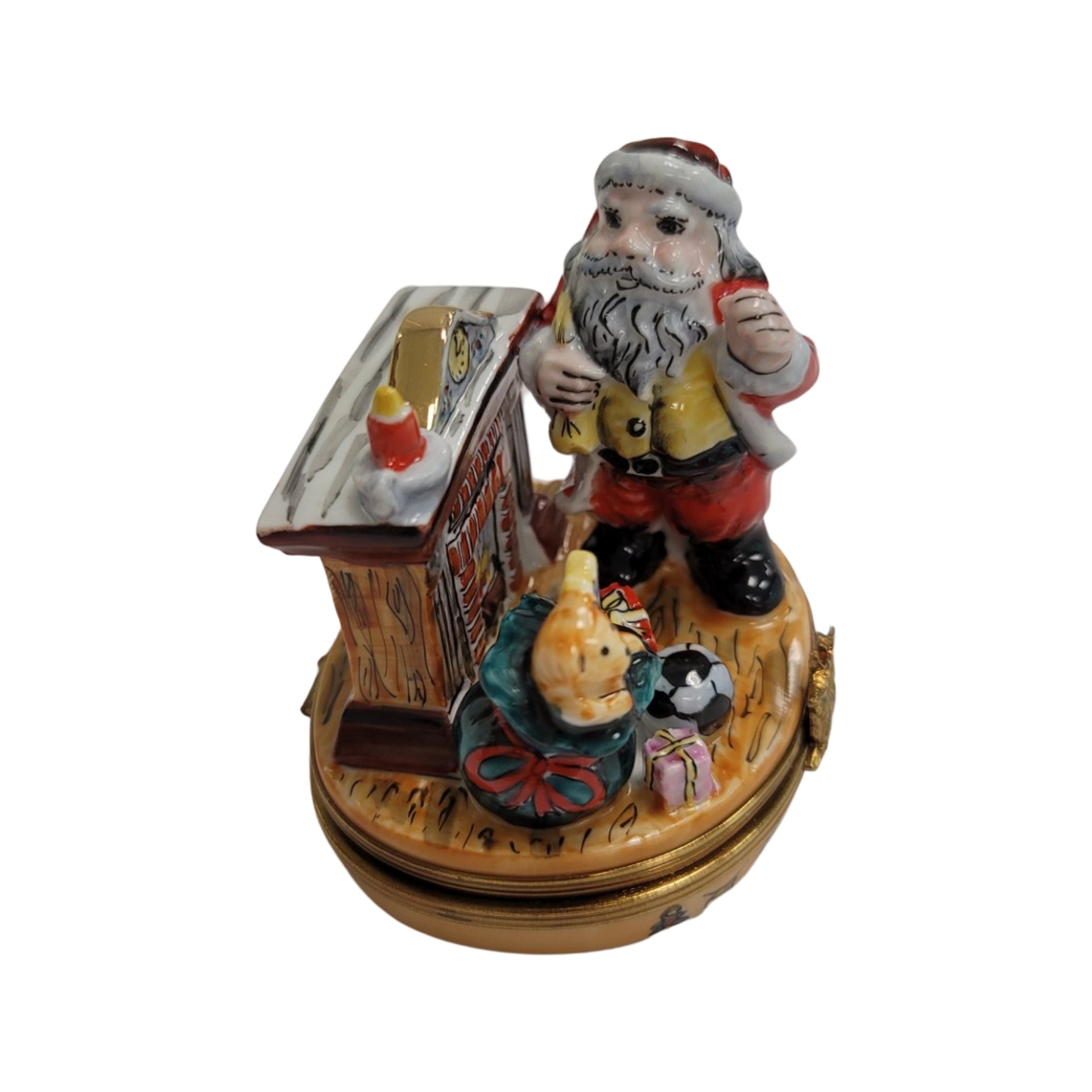 Santa Claus Holiday Charm Porcelain Limoges Santa French Trinket Box