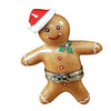 Santa Gingerbread Man with 3D Hat and Removable Peppermint Candy Porcelain Limoges xmas santa French Trinket Box