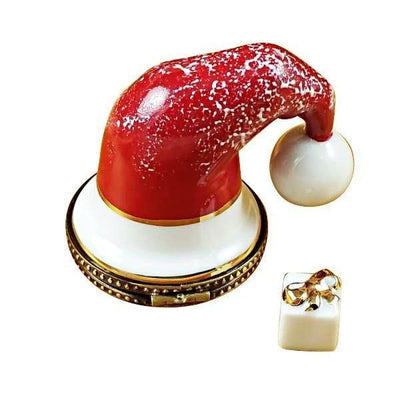 Santa Hat with Present Porcelain Limoges Santa xmas French Trinket Box