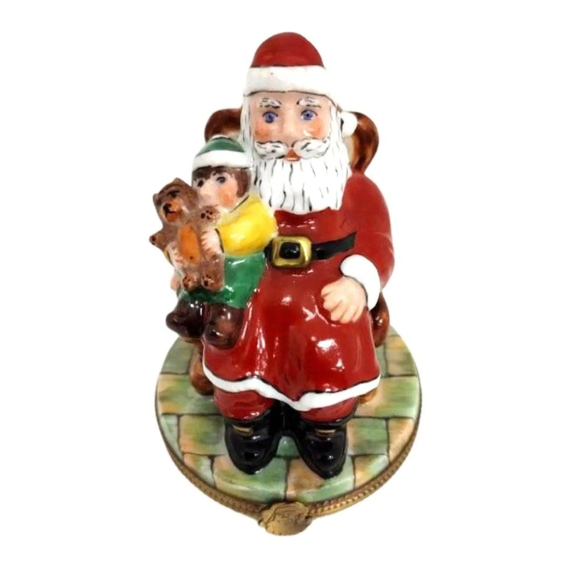 Santa and Child Holiday Delight Porcelain Limoges santa figurine LIMOGES BOXES French Trinket Box