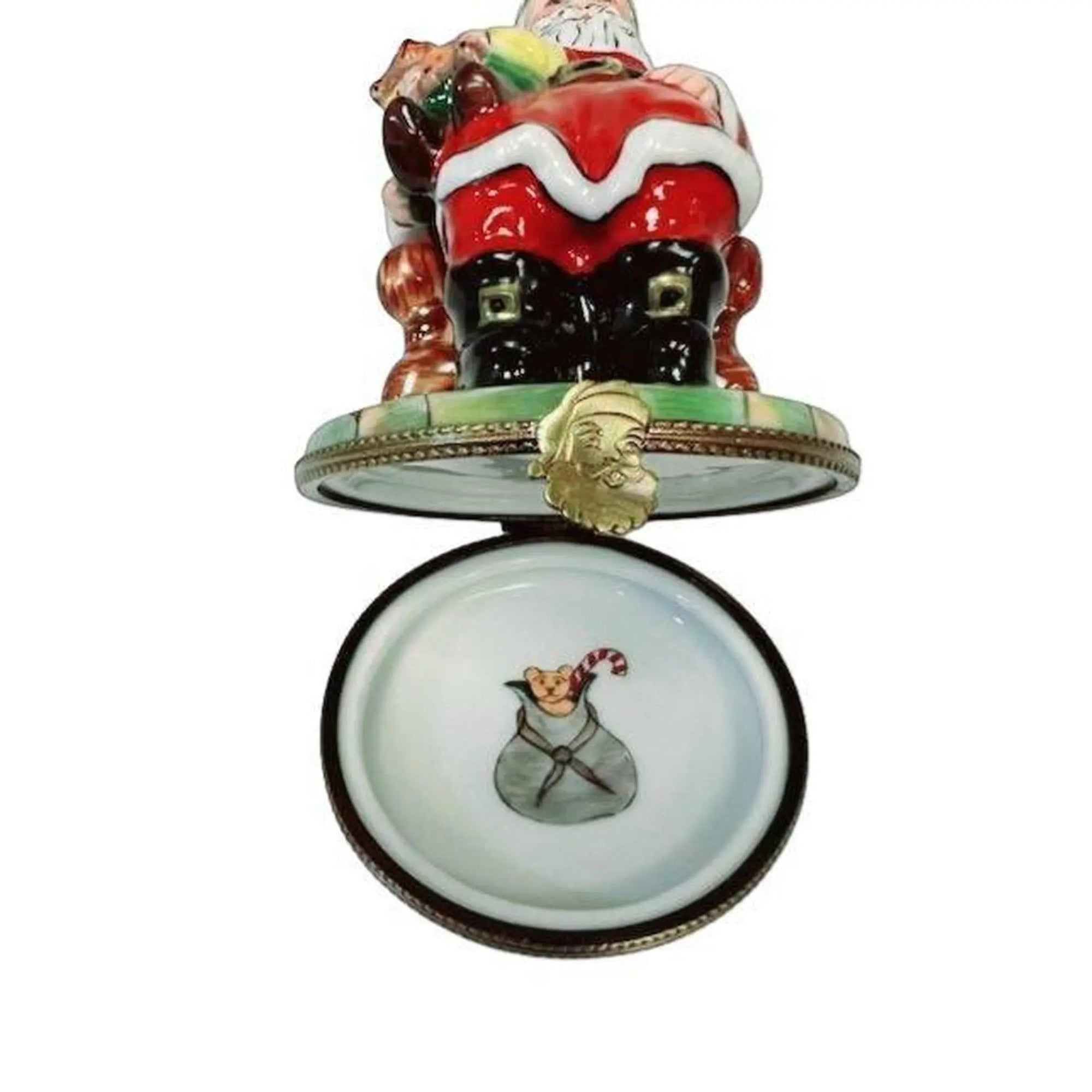 Santa and Child Holiday Delight Porcelain Limoges santa figurine LIMOGES BOXES French Trinket Box