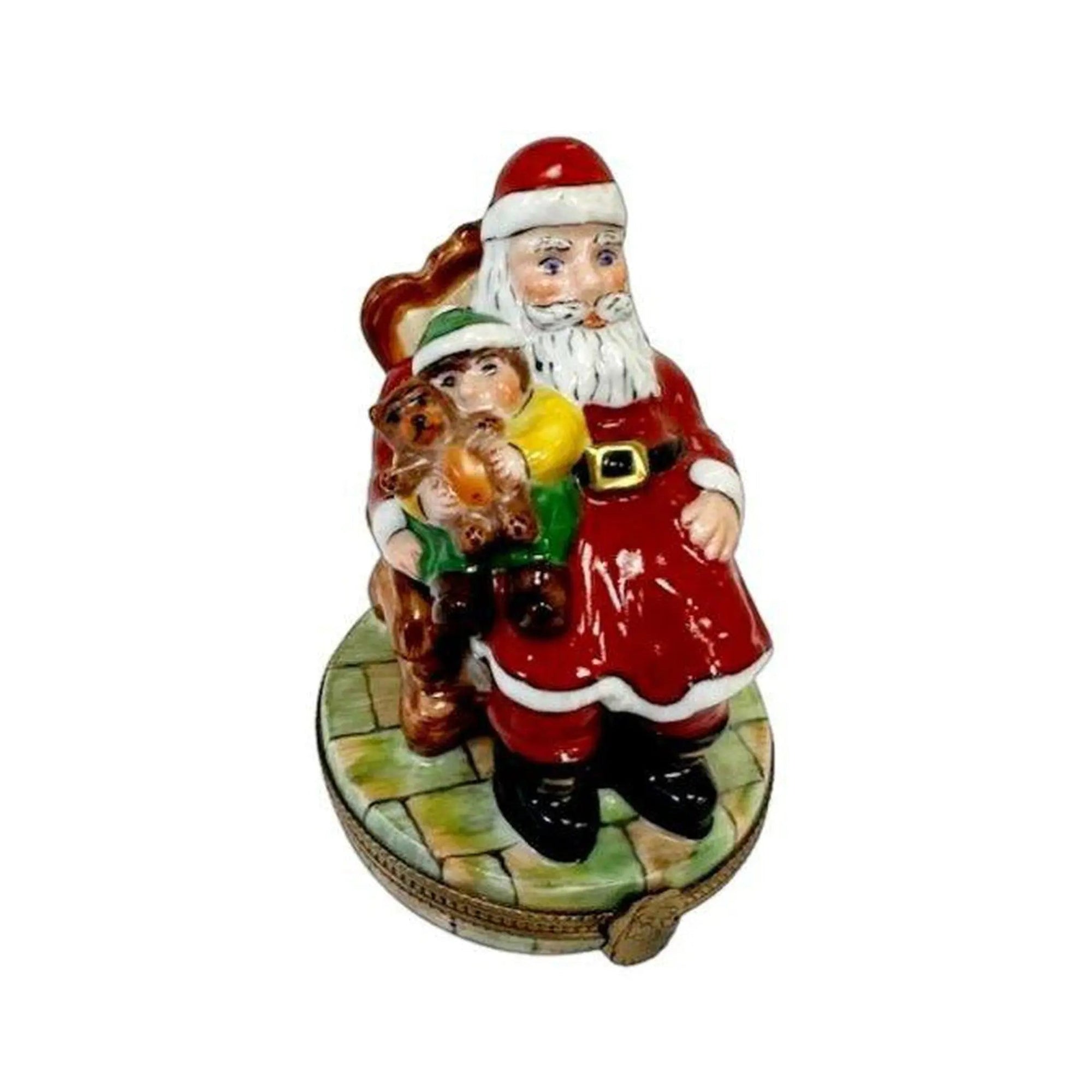 Santa and Child Holiday Delight Porcelain Limoges santa figurine LIMOGES BOXES French Trinket Box