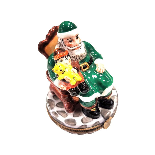 Santa and Child Limoges Box Porcelain Limoges Santa LIMOGES BOXES French Trinket Box