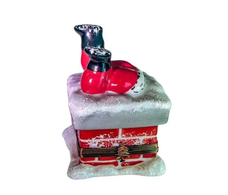 Santa in Chimney Porcelain Limoges santa christmas French Trinket Box