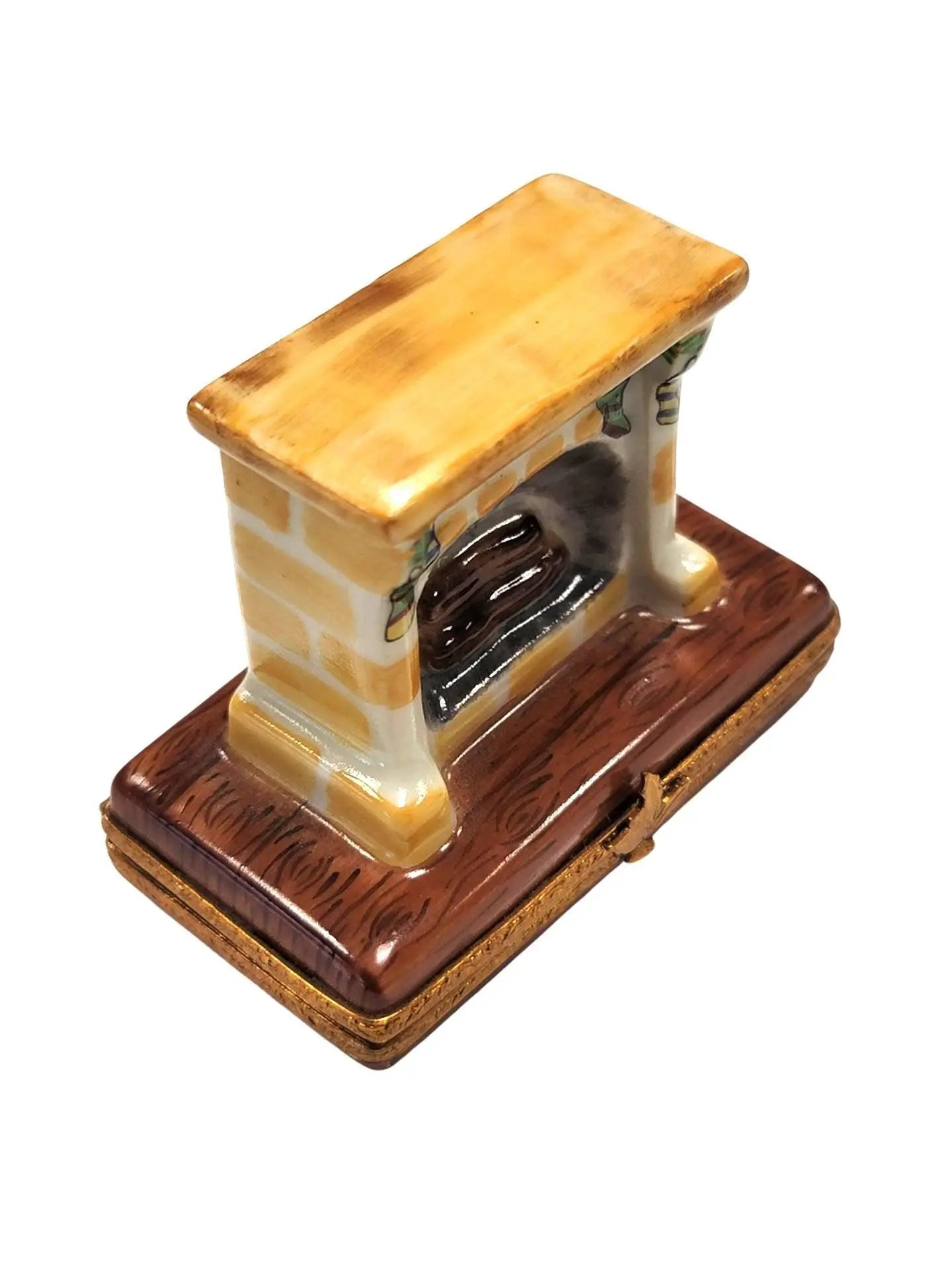 Santa in Cozy Fireplace Porcelain Limoges santa christmas xmas French Trinket Box