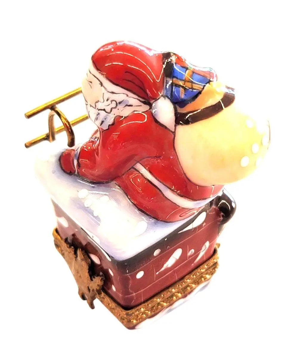 Santa on Chimney Limoges Box Porcelain Limoges santa christmas French Trinket Box