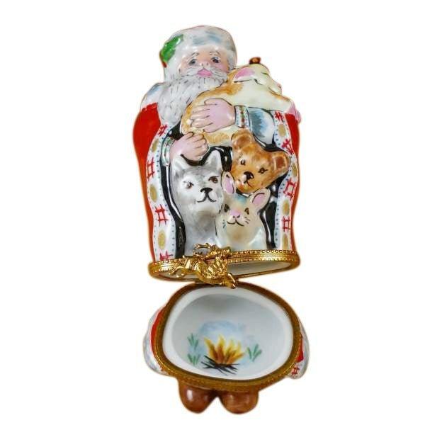 Santa with Animals Porcelain Limoges Santa French Trinket Box