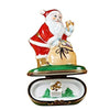 Santa with Gift Bag Porcelain Limoges Santa French Trinket Box