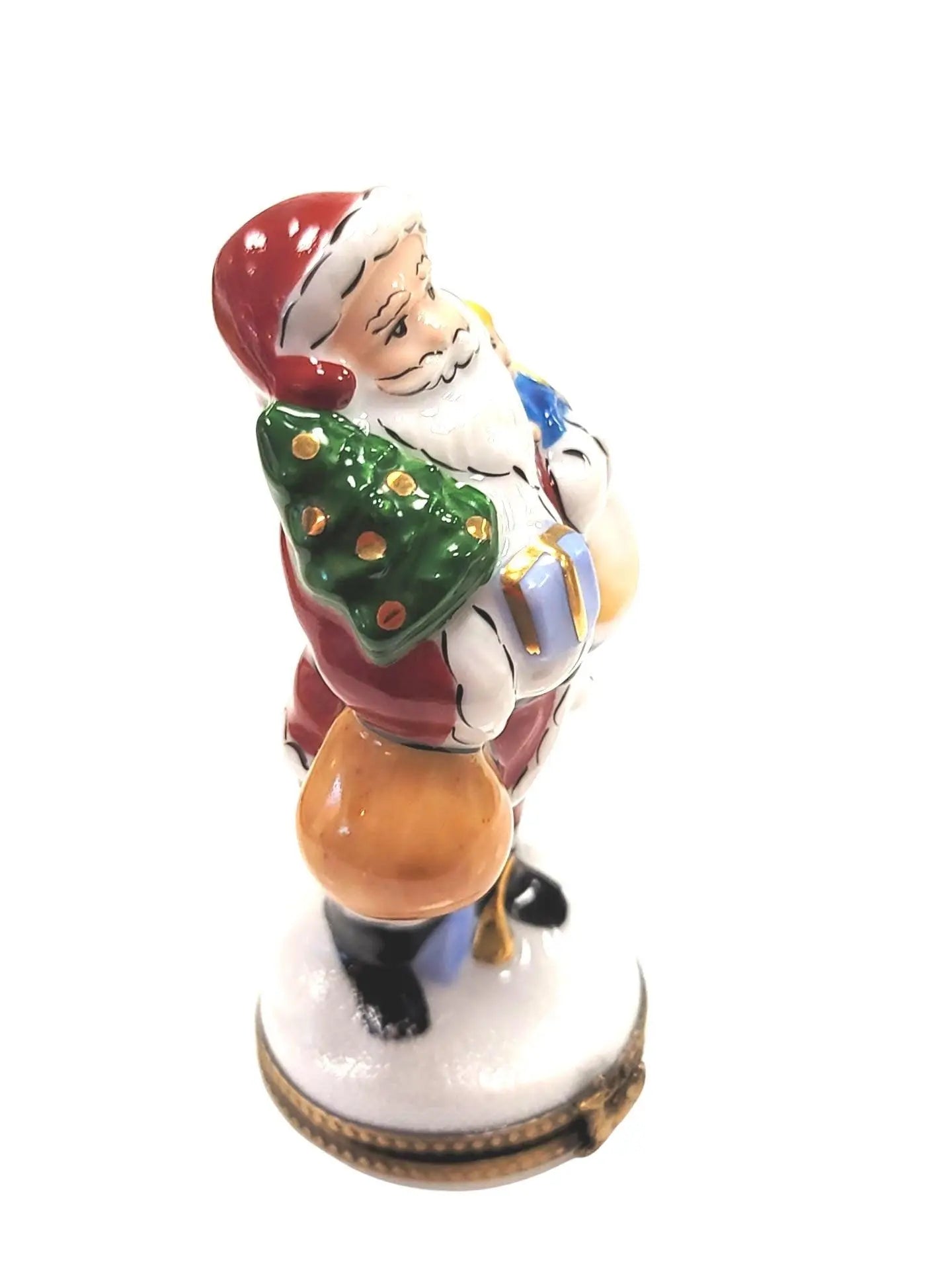 Santa with Gifts and Tree Porcelain Limoges santa christmas French Trinket Box