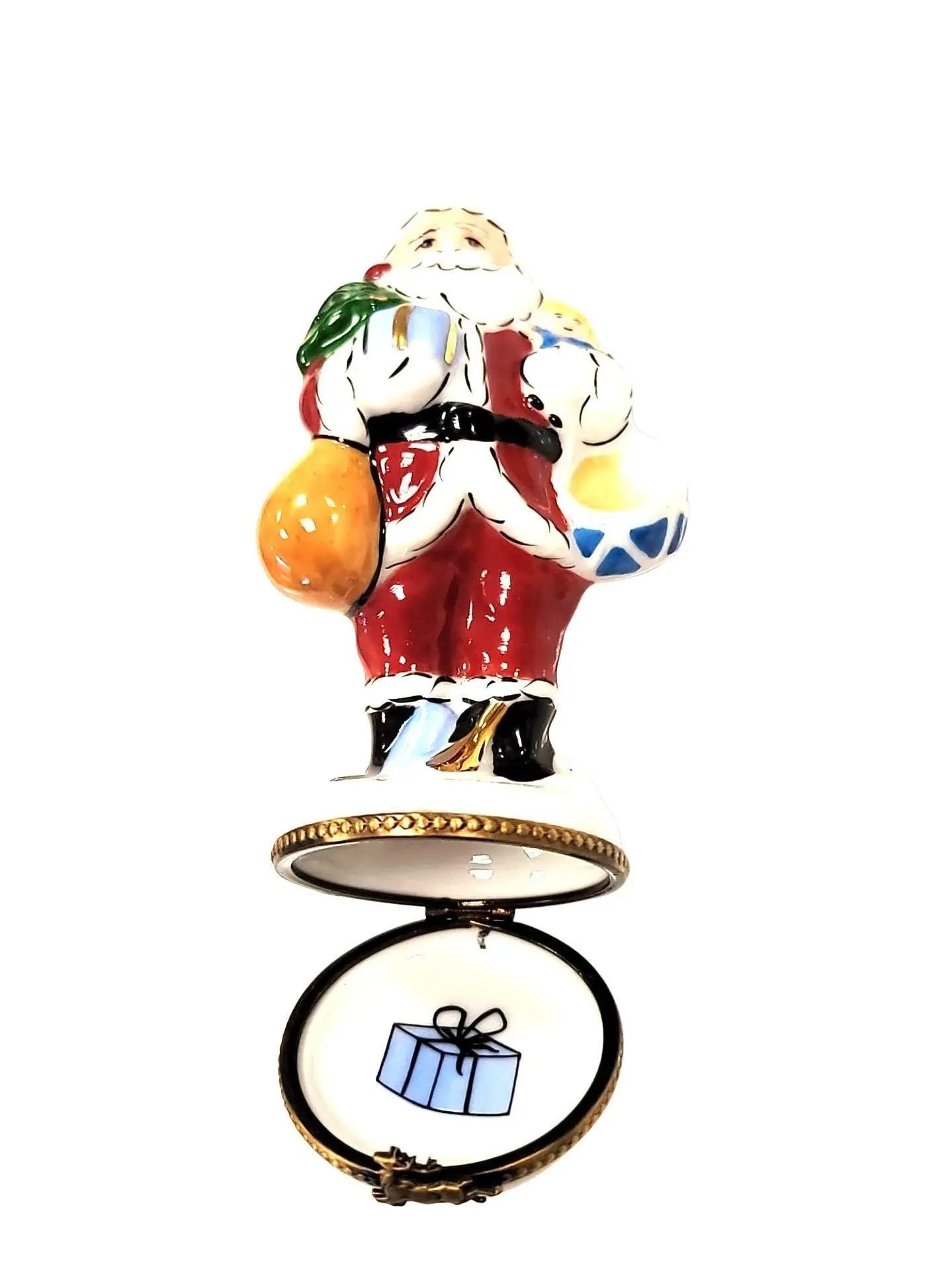 Santa with Gifts and Tree Porcelain Limoges santa christmas French Trinket Box