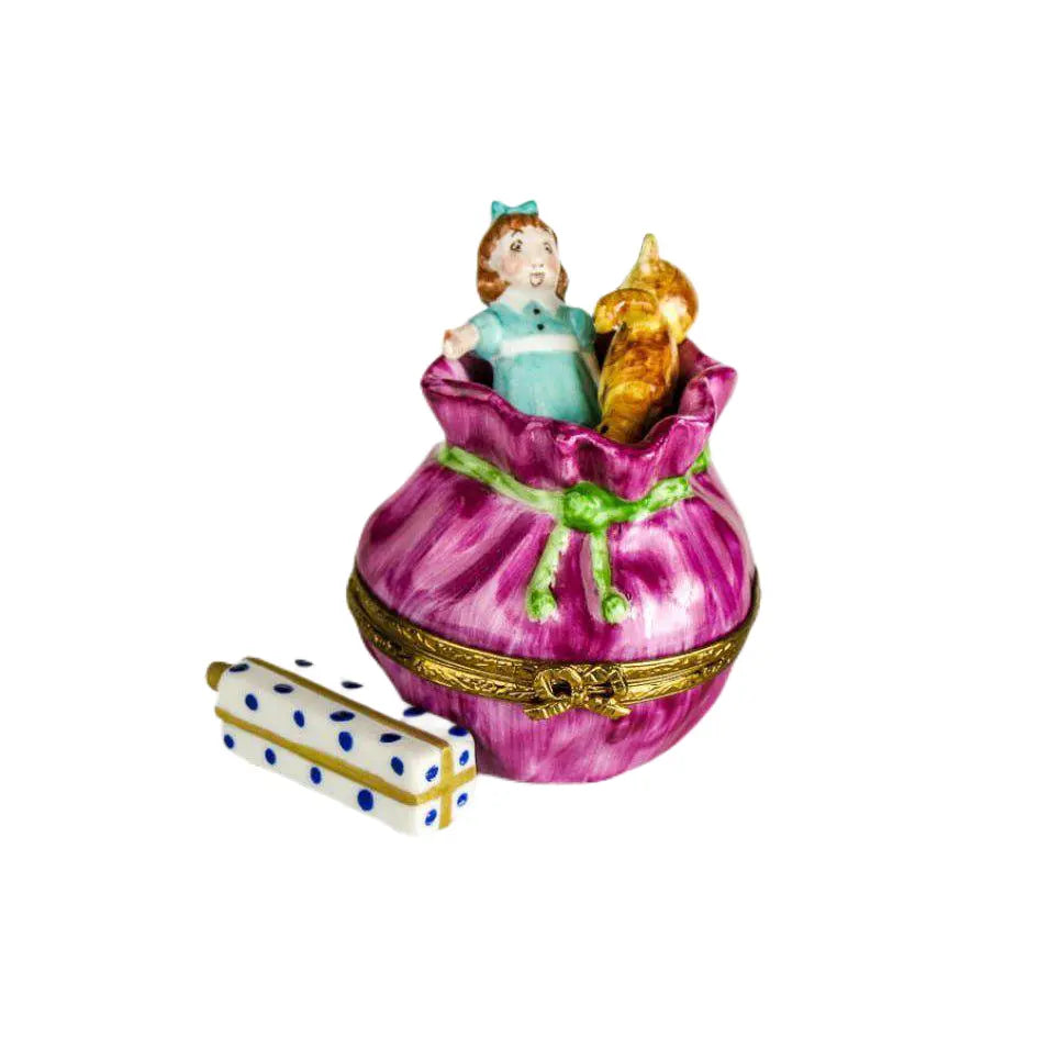 Santa'S Bag Of Toys Porcelain Limoges santa christmas baby French Trinket Box