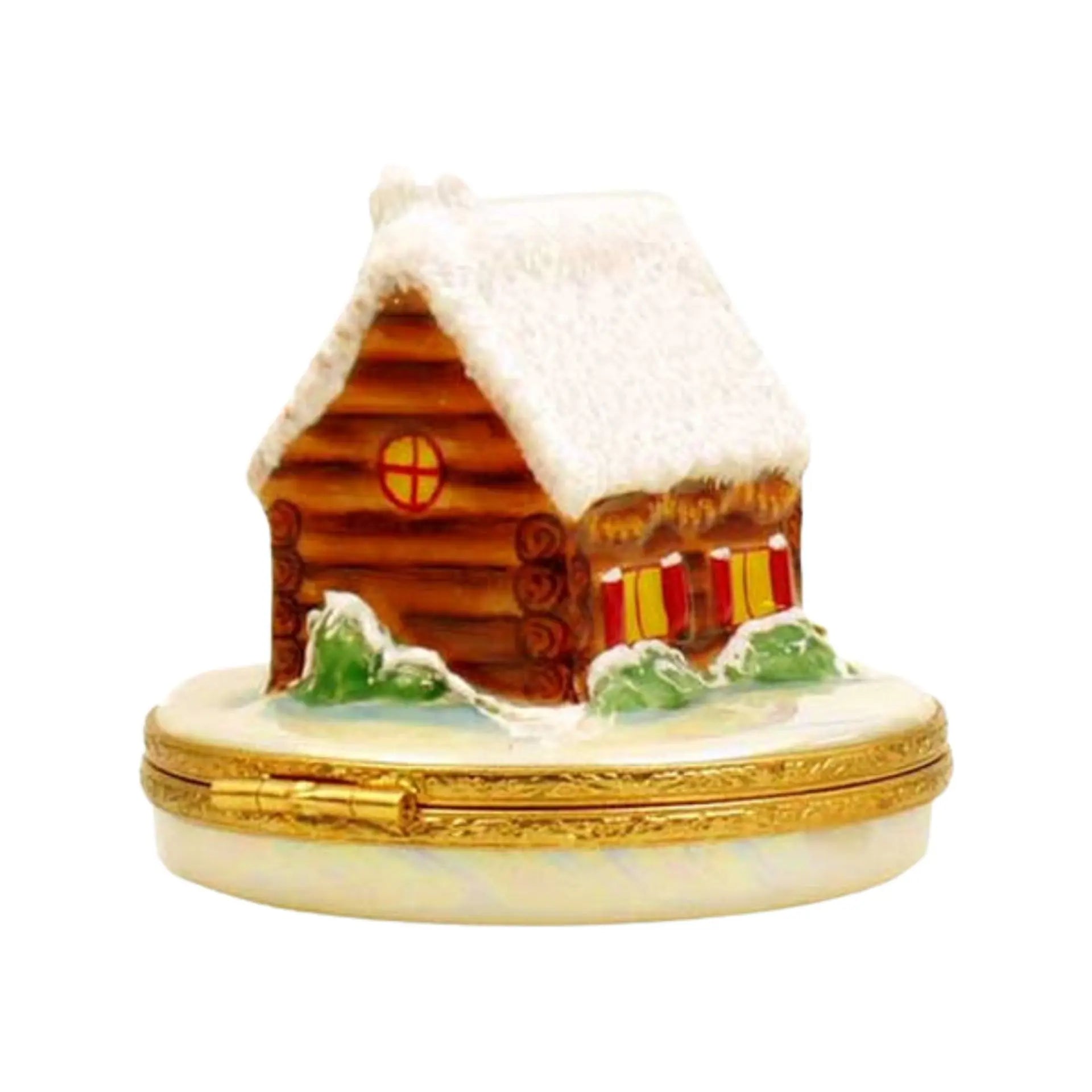 Santa's House Porcelain Limoges santa claus xmas theme French Trinket Box