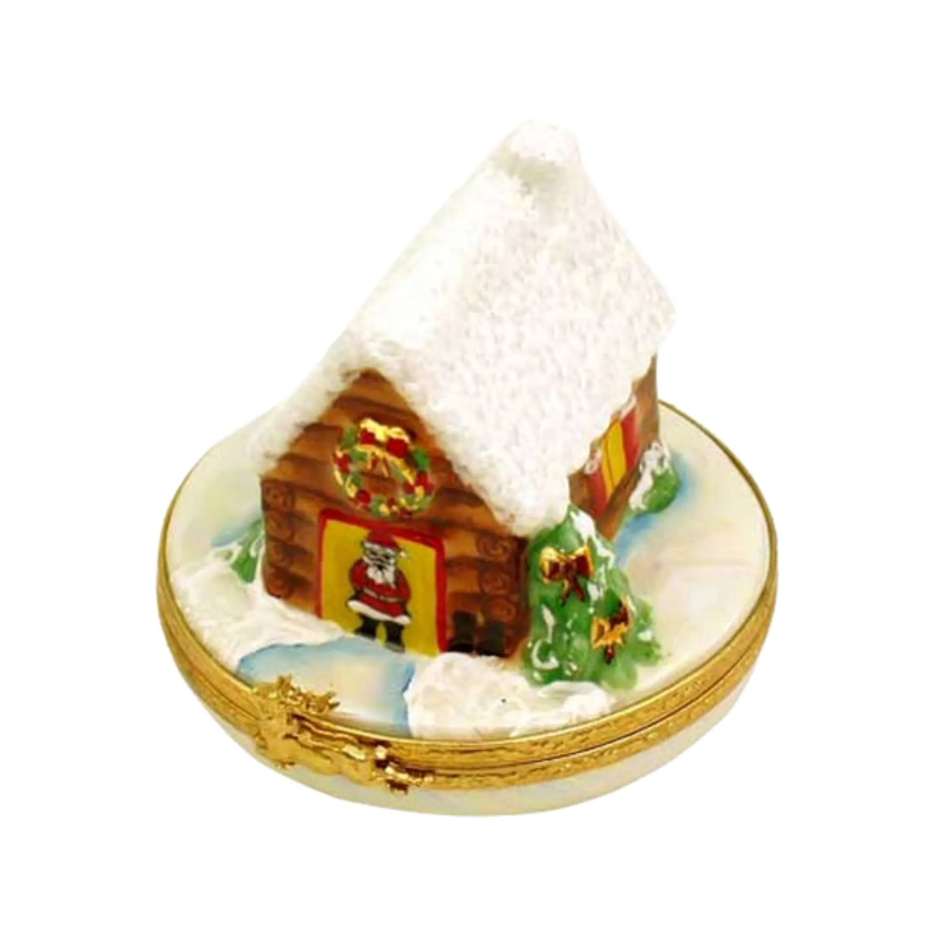Santa's House Porcelain Limoges santa claus xmas theme French Trinket Box