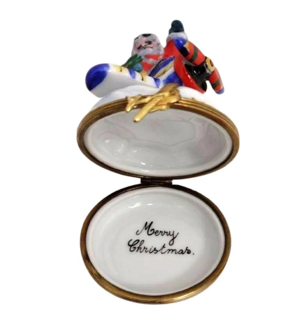 Santa's Joyful Flight Limoges Box Porcelain Limoges santa christmas French Trinket Box