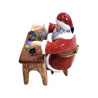 Santa's Workshop Porcelain Figurine Porcelain Limoges Santa French Trinket Box