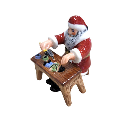 Santa's Workshop Porcelain Figurine Porcelain Limoges Santa French Trinket Box