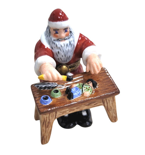 Santa's Workshop Porcelain Figurine Porcelain Limoges Santa French Trinket Box