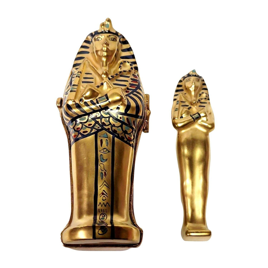 Sarcophagus with Mummy Porcelain Limoges travel world French Trinket Box