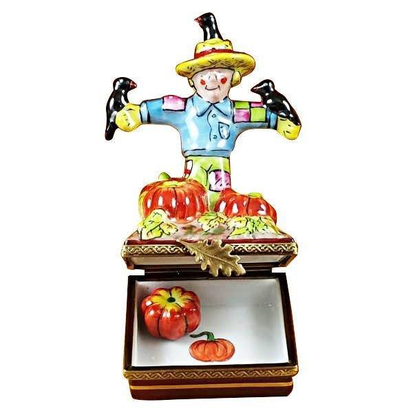 Scarecrow Porcelain Limoges thanksgiving farm halloween fall French Trinket Box