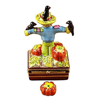 Scarecrow Porcelain Limoges thanksgiving farm halloween fall French Trinket Box