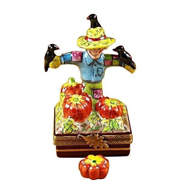 Scarecrow Porcelain Limoges thanksgiving farm halloween fall French Trinket Box