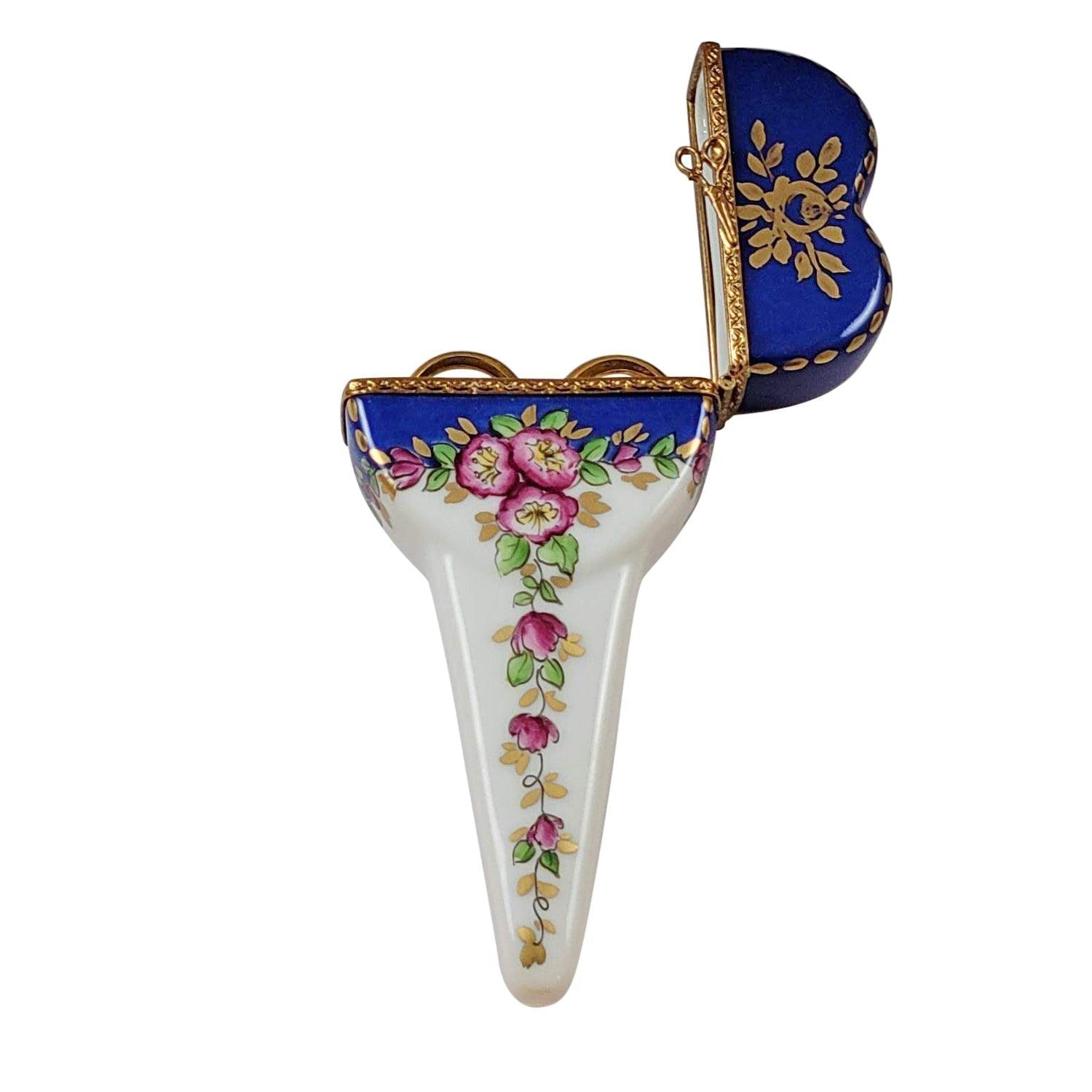 Scissors Case with Scissors Porcelain Limoges Home Women Fashion French Trinket Box