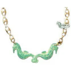 Sea Necklace: Green Porcelain Limoges jewelry French Trinket Box