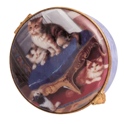 Set Of Four Kittens Decal Porcelain Limoges cat cats French Trinket Box