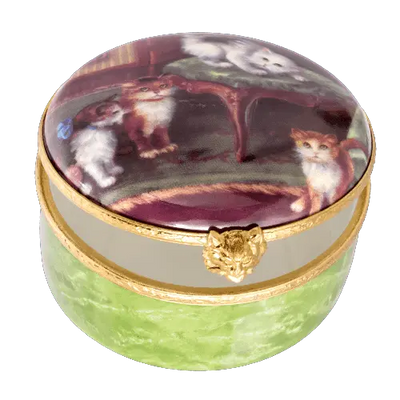 Set Of Four Kittens Decal Porcelain Limoges cat cats French Trinket Box