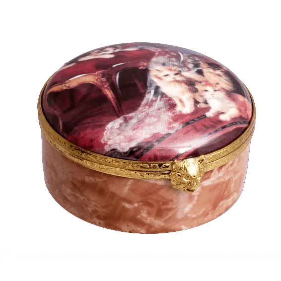 Set Of Four Kittens Decal Porcelain Limoges cat cats French Trinket Box