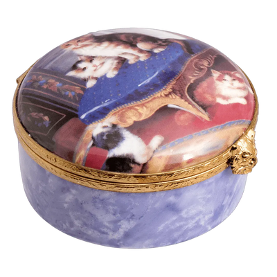 Set Of Four Kittens Decal Porcelain Limoges cat cats French Trinket Box