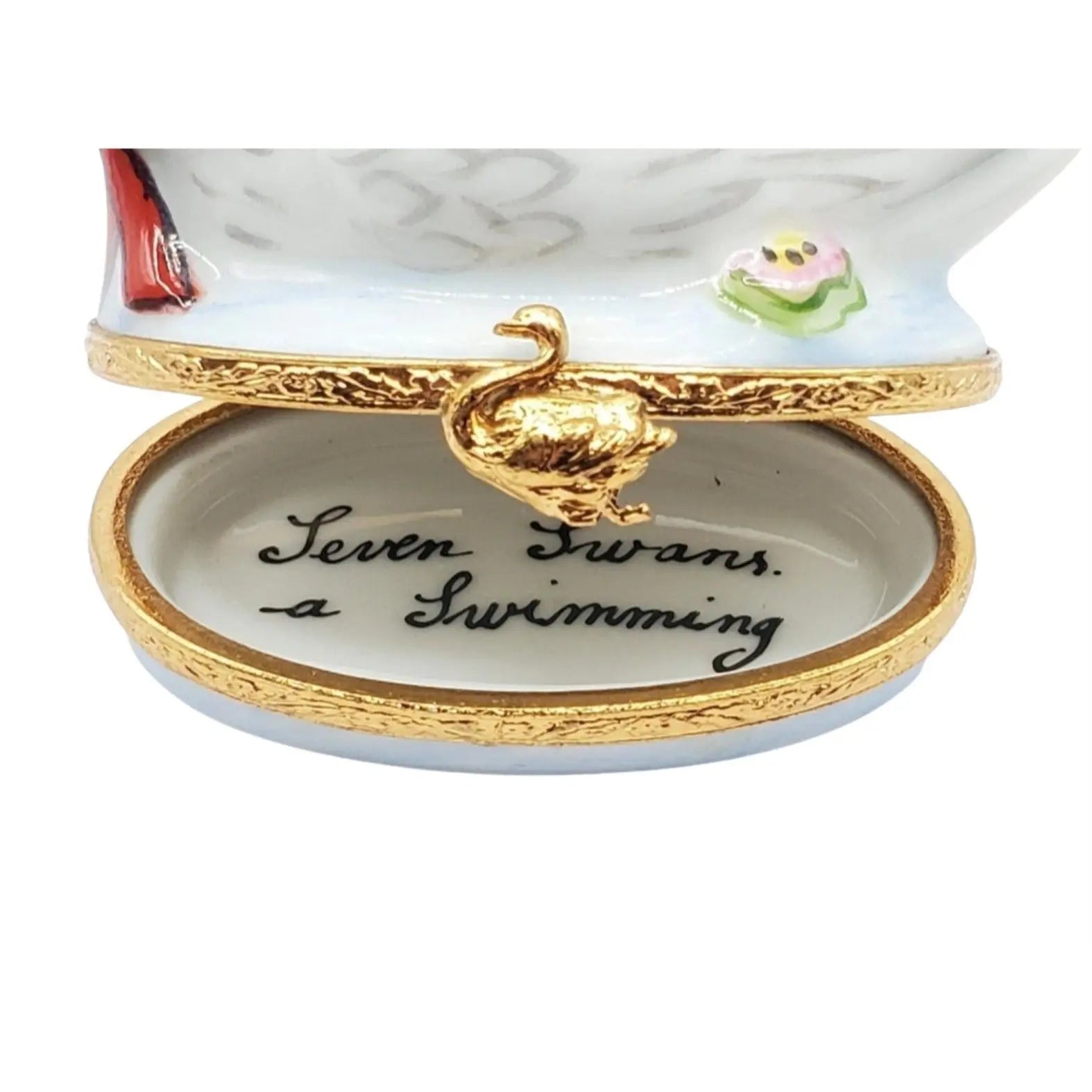 Seven Swans A-Swimming - 12 Days Of Christmas Porcelain Limoges xmas theme French Trinket Box