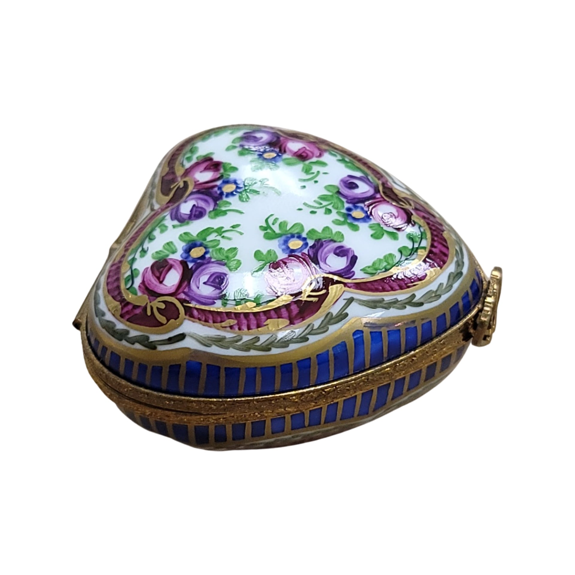 Severe Roses Heart Box Porcelain Limoges hearts LIMOGES BOXES French Trinket Box