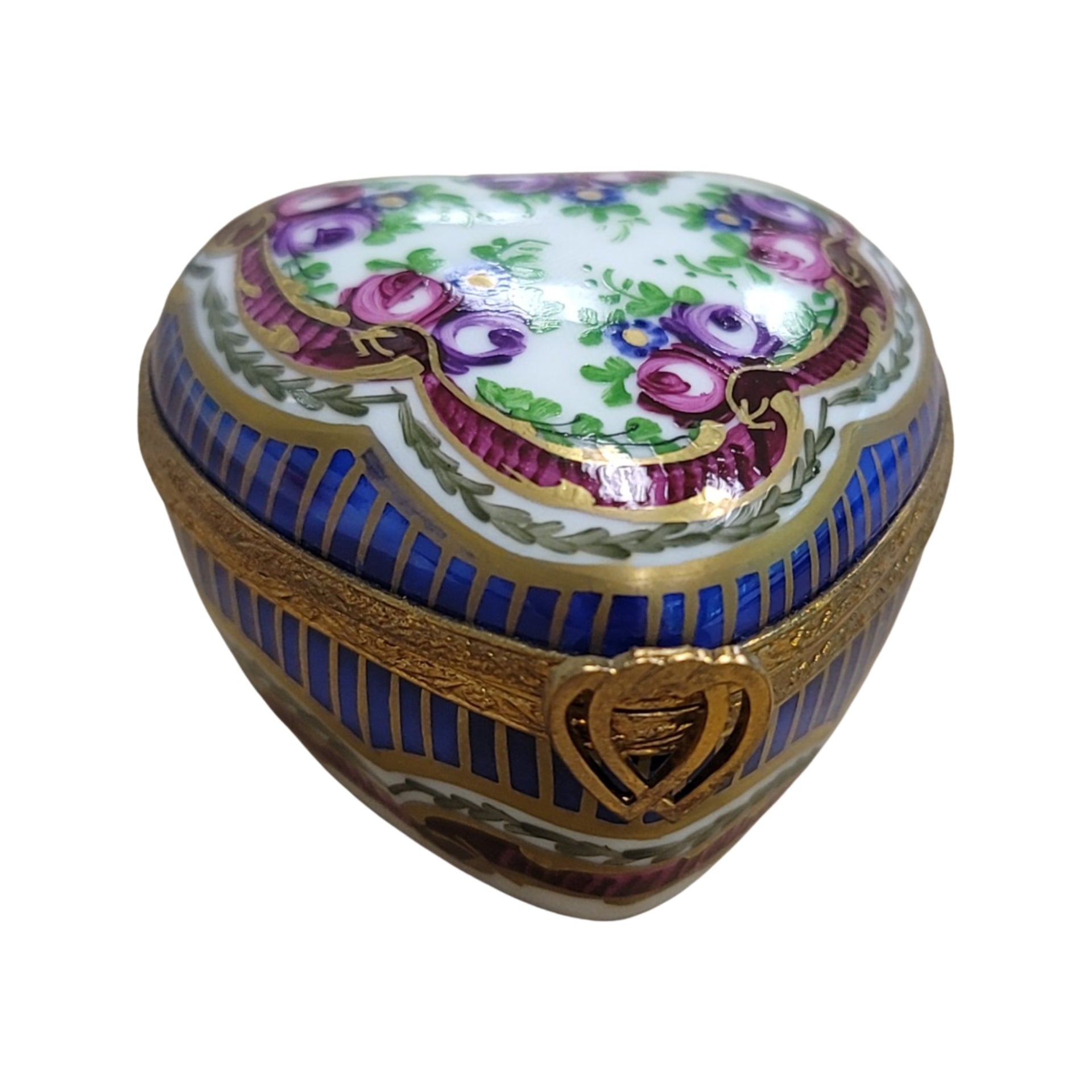 Severe Roses Heart Box Porcelain Limoges hearts LIMOGES BOXES French Trinket Box