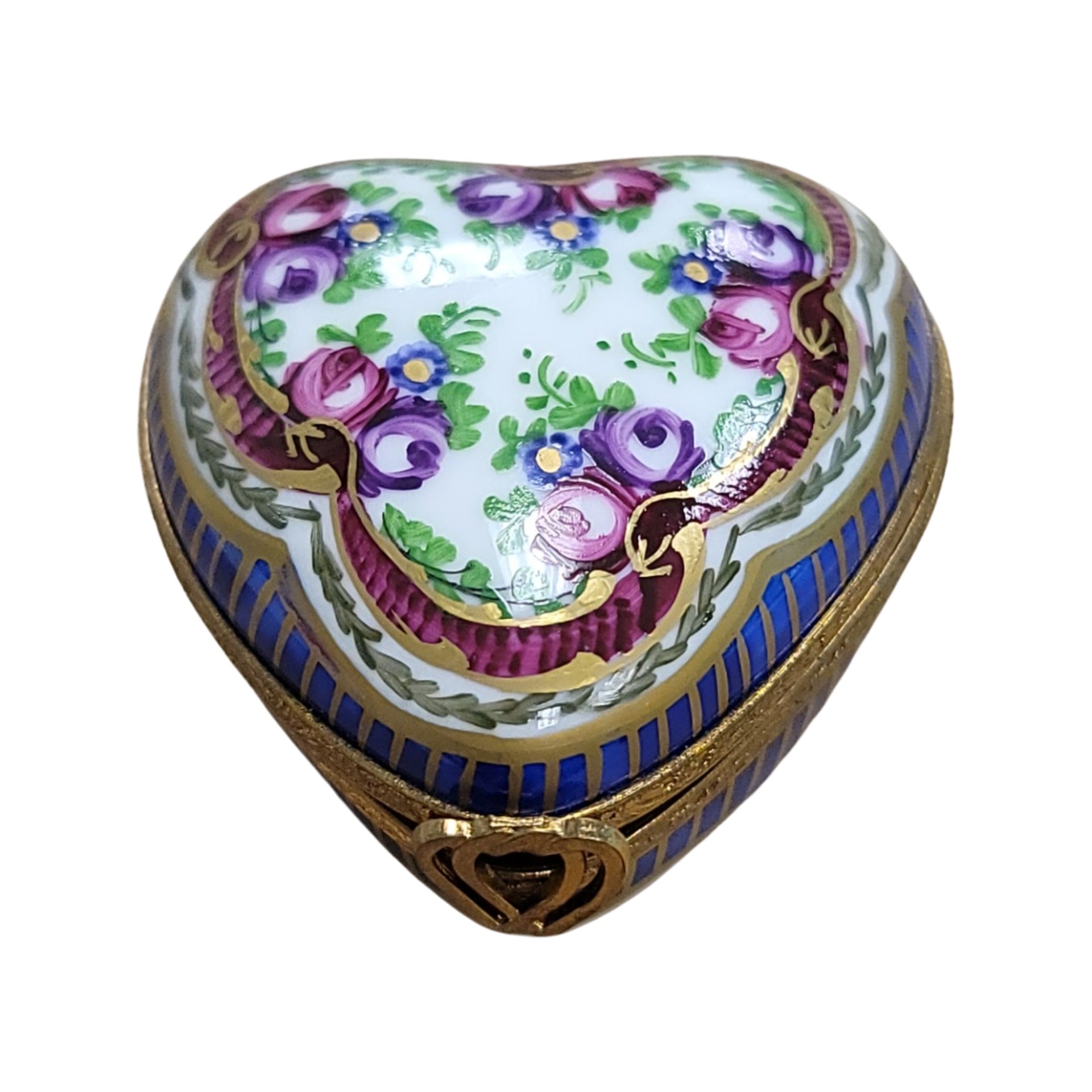Severe Roses Heart Box Porcelain Limoges hearts LIMOGES BOXES French Trinket Box