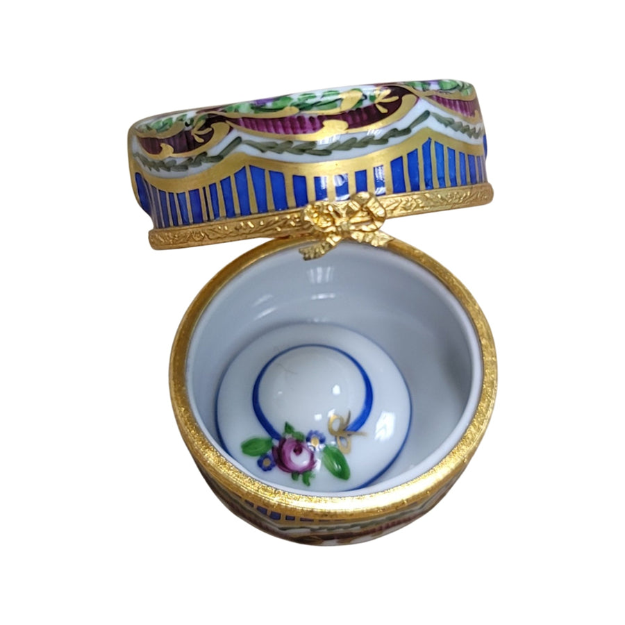 Sevre Roses Hat w Hat Inside Limoges Box Porcelain Figurine-hats fashion LIMOGES BoXES-CH8C175