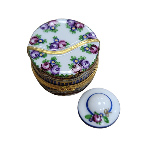 Sevre Roses Hat w Hat Inside Limoges Box Porcelain Figurine-hats fashion LIMOGES BoXES-CH8C175