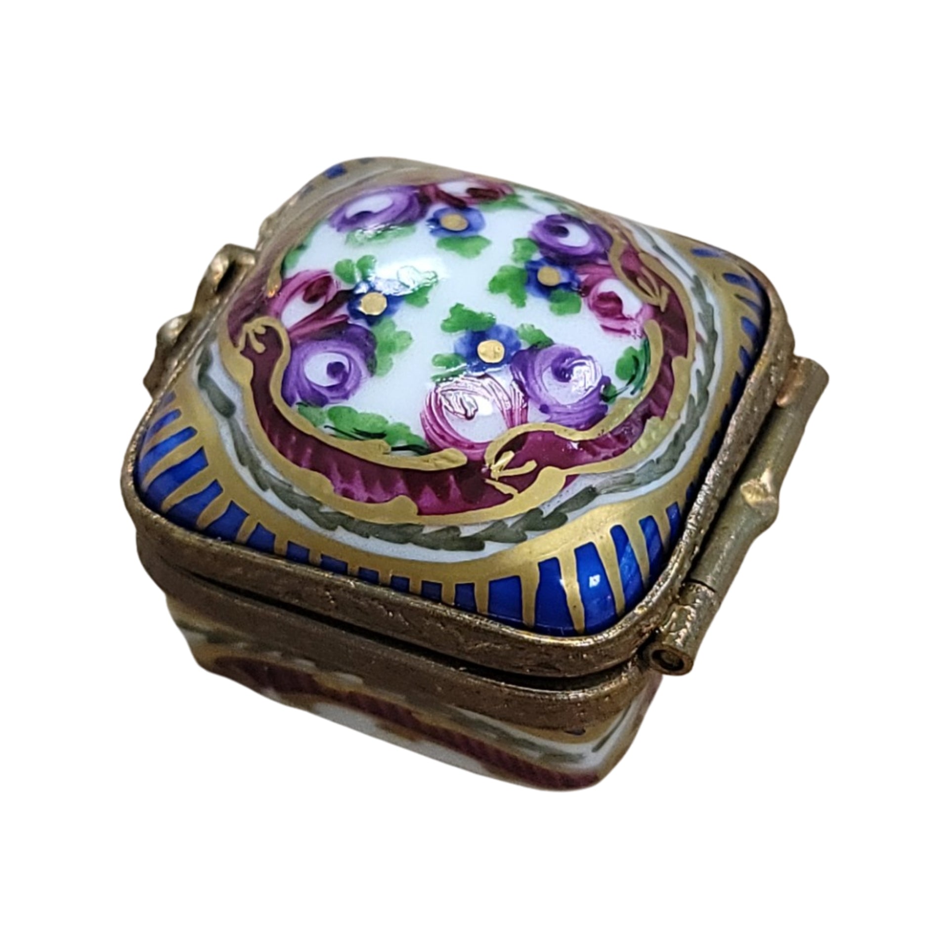 Sevre Roses Porcelain Pill Box Porcelain Limoges LIMOGES BOXES traditional French Trinket Box
